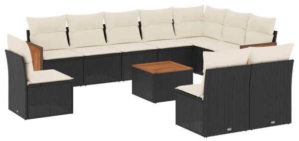 VidaXL Polyrattan Kerti Ülőgarnitúra - 11 részes - Fekete