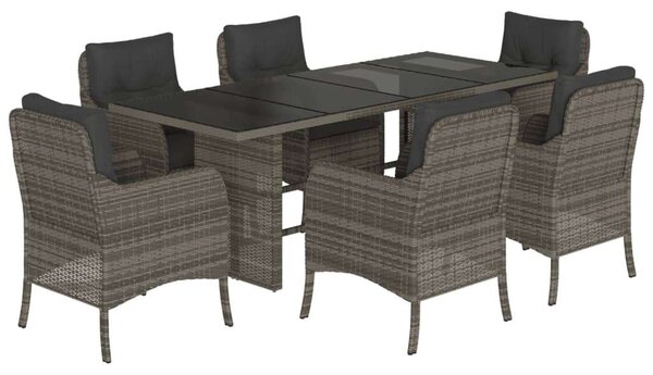 Polyrattan Kerti Étkezőgarnitúra - 7 részes - Szürke