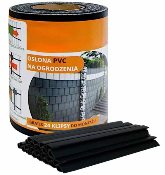 Belátásgátló szalag 19cm x 35m 450g/m2 Fekete + csipeszek 24db