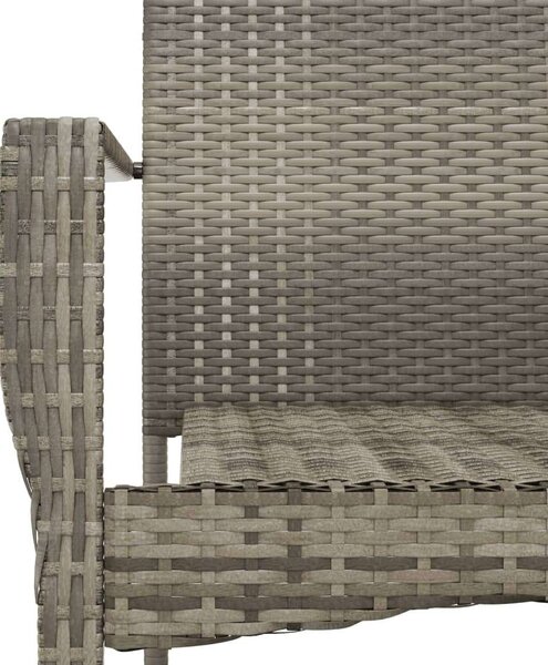 5 részes fekete és szürke polyrattan kerti étkezőszett párnával