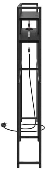 VidaXL Fejtámla LED -es lámpákkal polcokkal Musta tammi 135 cm Faanyag