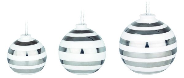 Omaggio 3 db fehér kerámia karácsonyfadísz ezüstszínű részletekkel - Kähler Design
