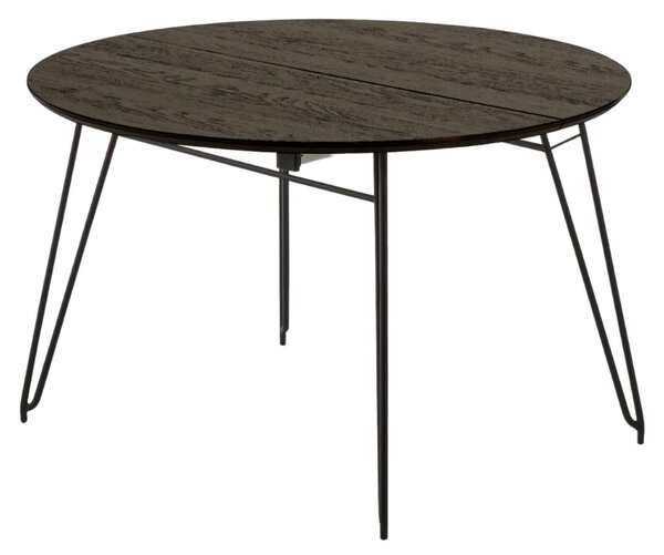 Fekete kőris összecsukható asztal Kave Home Milian 120-200x120 cm