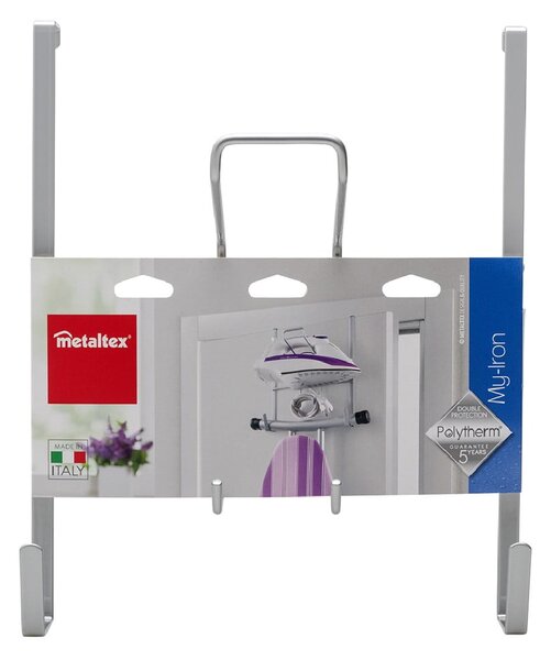 Iron ajtóra akasztható vasalódeszka tartó, hosszúság 28 cm - Metaltex