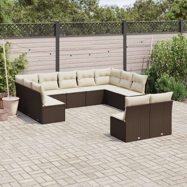 VidaXL Polyrattan Kerti Ülőgarnitúra - Barna - 11 részes