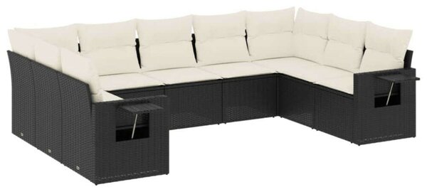 VidaXL Polyrattan Kerti Ülőgarnitúra - 9 részes - Fekete