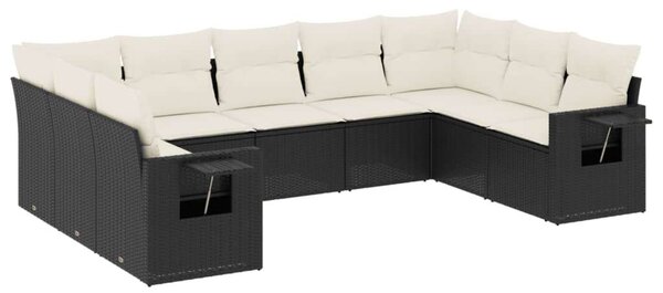 VidaXL Polyrattan Kerti Ülőgarnitúra - 9 részes - Fekete