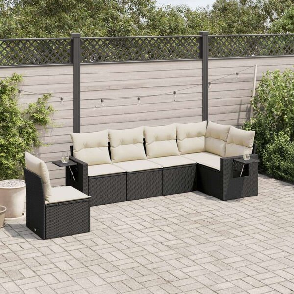 VidaXL Polyrattan Kerti Ülőgarnitúra - 6 részes - Fekete