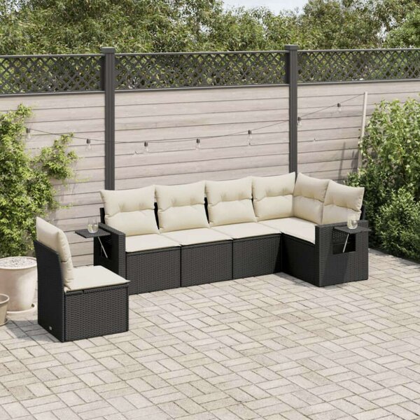 VidaXL Polyrattan Kerti Ülőgarnitúra - 6 részes - Fekete