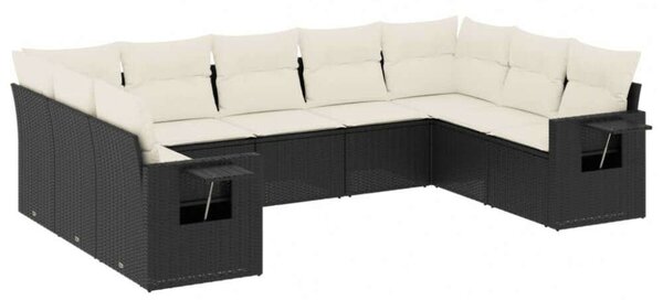 VidaXL Polyrattan Kerti Ülőgarnitúra - 9 részes - Fekete
