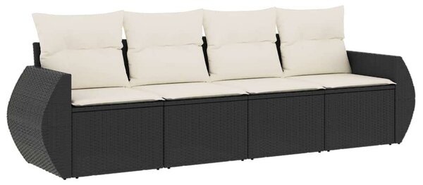 VidaXL 4 részes Kerti Ülőgarnitúra - Fekete Polyrattan