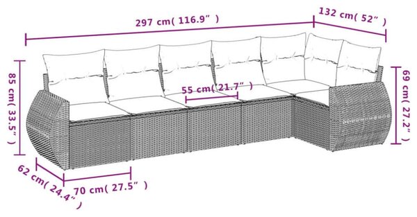 VidaXL Polyrattan Kerti Ülőgarnitúra - 6 részes - Bézs