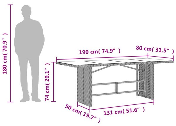 Polyrattan Kerti Étkezőgarnitúra - 7 részes - Szürke