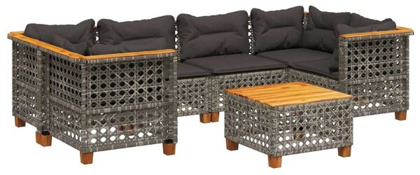 VidaXL Polyrattan Kerti Ülőgarnitúra - 7 részes - Szürke