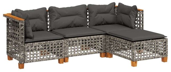 VidaXL Polyrattan Kerti Ülőgarnitúra - 4 részes - Szürke
