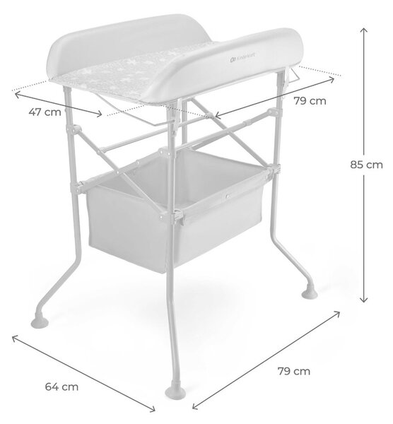 KINDERKRAFT Pelenkázó asztal káddal Bubbly Grey