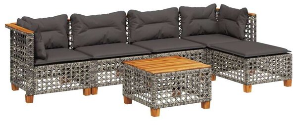 VidaXL Polyrattan Kerti Ülőgarnitúra - 6 részes - Szürke