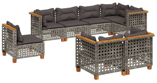 VidaXL Polyrattan Kerti Ülőgarnitúra - 8 részes - Szürke