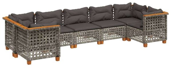 VidaXL Polyrattan Kerti Ülőgarnitúra - 7 részes - Szürke