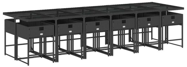 VidaXL 13 részes fekete polyrattan kerti ülőgarnitúra párnákkal