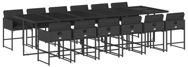 VidaXL 13 részes fekete polyrattan kerti ülőgarnitúra párnákkal