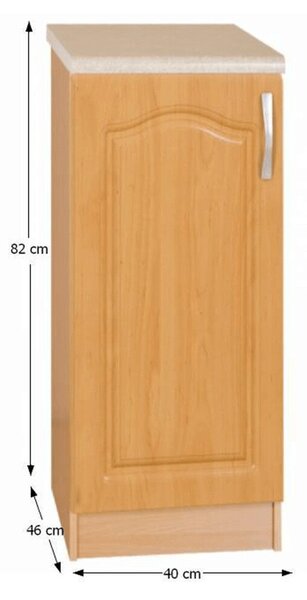 Alsó konyhaszekrény, balos, éger, LORA MDF NEW KLASIK S40
