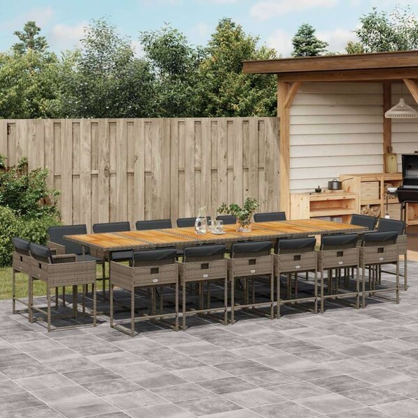 VidaXL Polyrattan Kerti Étkezőgarnitúra - 17 részes - Szürke