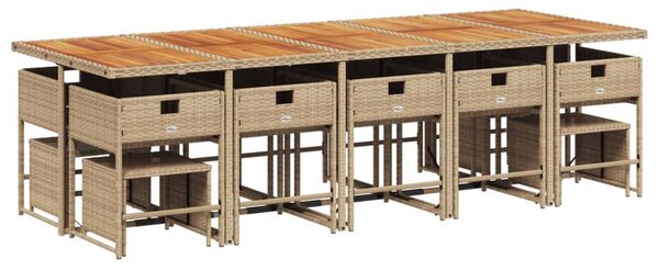 VidaXL Polyrattan Kerti Étkezőgarnitúra - 15 részes - Bézs