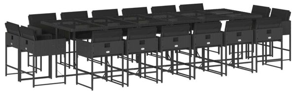 VidaXL - 17 Részes Kerti Étkezőgarnitúra - Polyrattan - Fekete