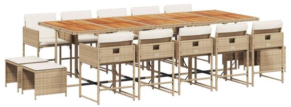 VidaXL Polyrattan Kerti Étkezőgarnitúra - 15 részes - Bézs