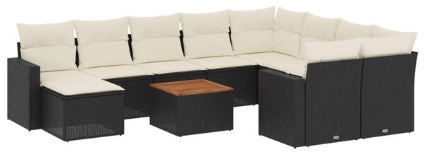 VidaXL Polyrattan Kerti Ülőgarnitúra - 11 részes - Fekete