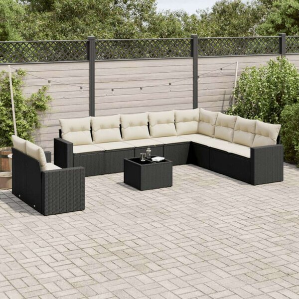 VidaXL Polyrattan Kerti Ülőgarnitúra - 11 részes - Fekete