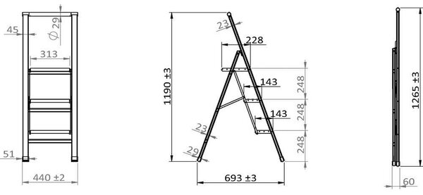 Ladder összecsukható fellépő, magasság 127 cm - Wenko