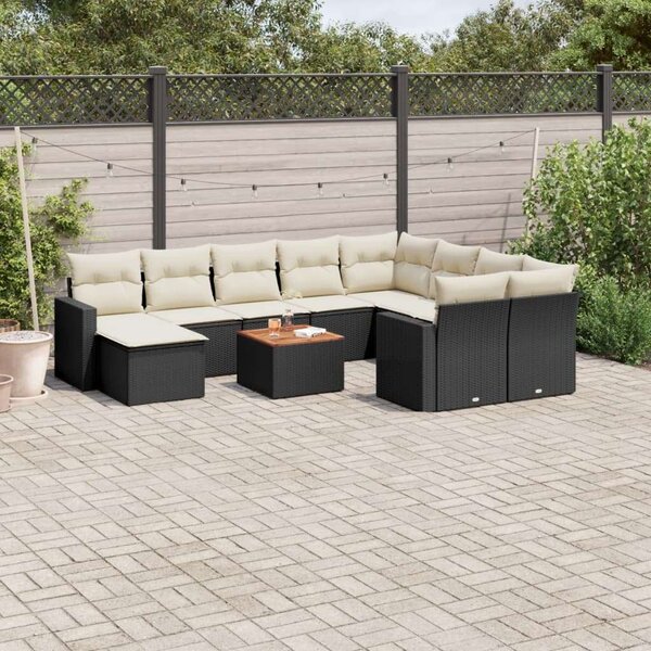 VidaXL Polyrattan Kerti Ülőgarnitúra - 11 részes - Fekete