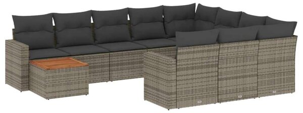 Polyrattan Kerti Ülőgarnitúra - 11 részes - Szürke