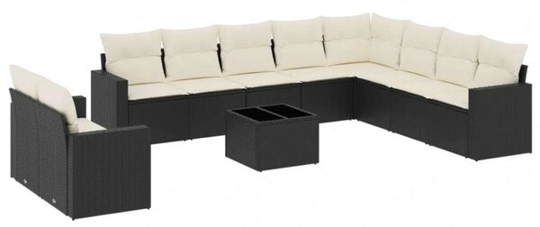 VidaXL Polyrattan Kerti Ülőgarnitúra - 11 részes - Fekete