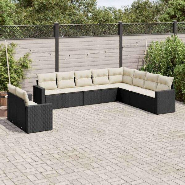 VidaXL Polyrattan Kerti Ülőgarnitúra - 10 részes - Fekete