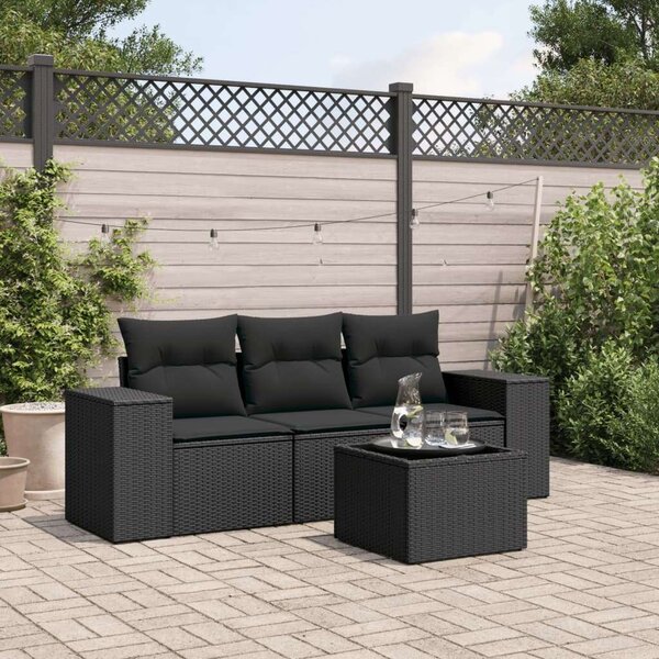 VidaXL Polyrattan Kerti Ülőgarnitúra - 4 részes - Fekete