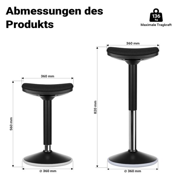 Modern irodai ülő- és állószék kárpitozott forgószék 70 cm magasságig fekete 65423