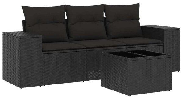 VidaXL Polyrattan Kerti Ülőgarnitúra - 4 részes - Fekete