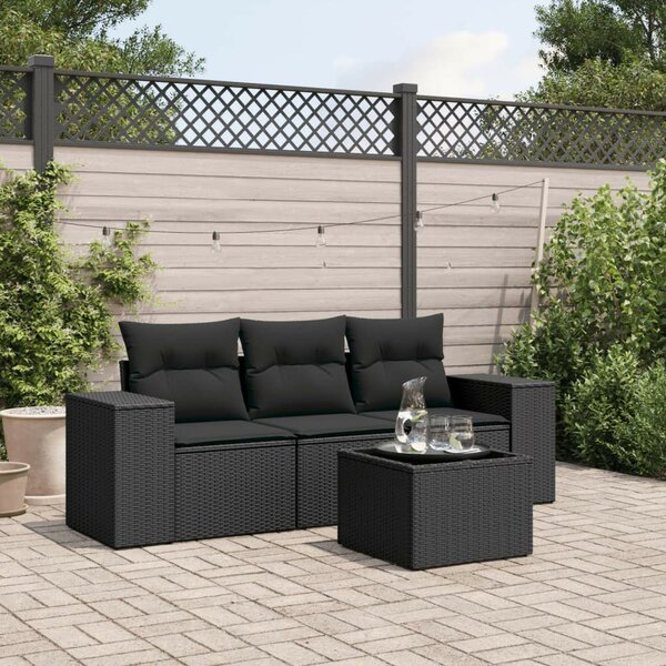 VidaXL Polyrattan Kerti Ülőgarnitúra - 4 részes - Fekete