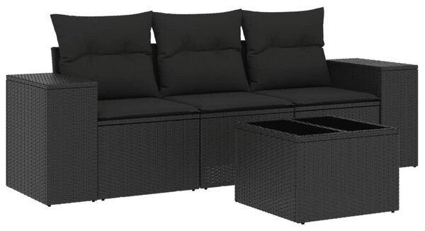 VidaXL Polyrattan Kerti Ülőgarnitúra - 4 részes - Fekete