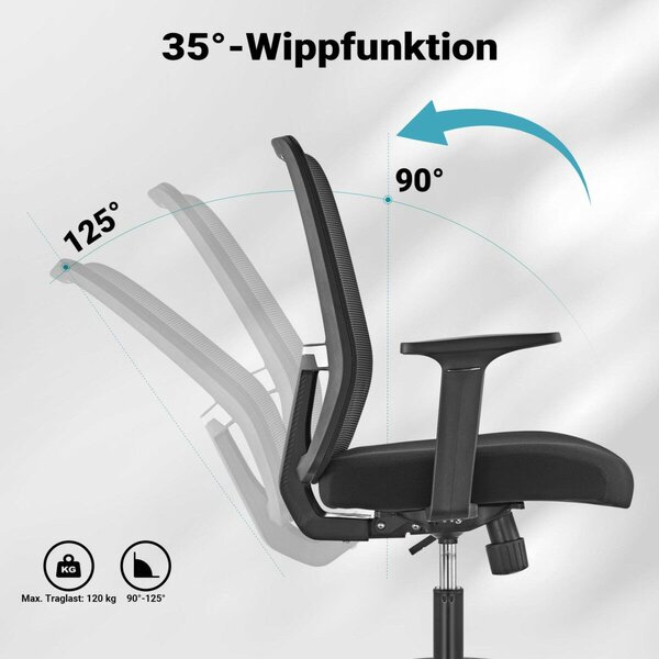 Ergonomikus irodai szék deréktámasszal, állítható magasság, légáteresztő háttámla 64985