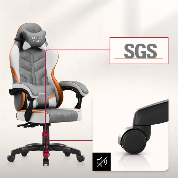 Gamer szék, forgó, ergonómikus, szürke