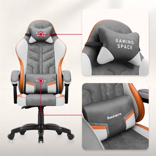 Gamer szék, forgó, ergonómikus, szürke