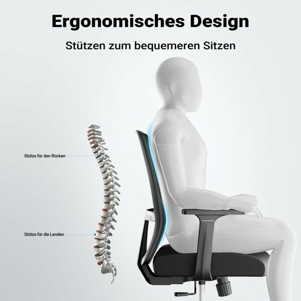 Ergonomikus irodai szék deréktámasszal, állítható magasság, légáteresztő háttámla 64985