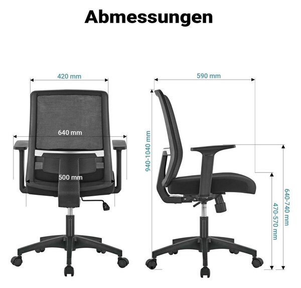 Ergonomikus irodai szék deréktámasszal, állítható magasság, légáteresztő háttámla 64985