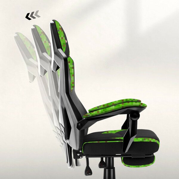 Gamer szék lábtartó, lélegző anyag, ergonómikus kartámaszok, pixel