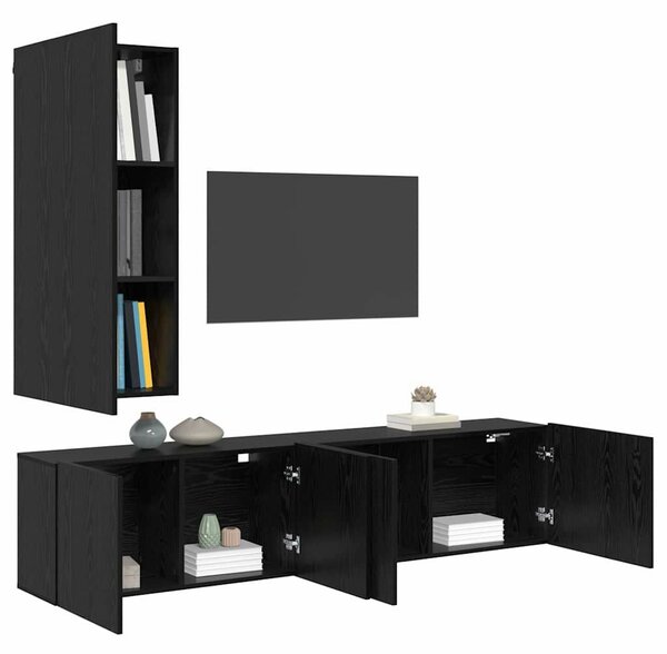 VidaXL TV falit kabinet szett 5 pcs Musta tammi Faanyag