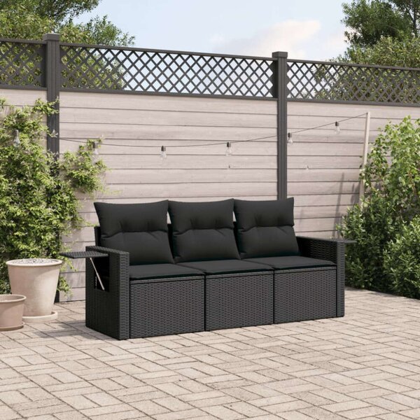 VidaXL 3 részes Polyrattan Kerti Ülőgarnitúra - Fekete